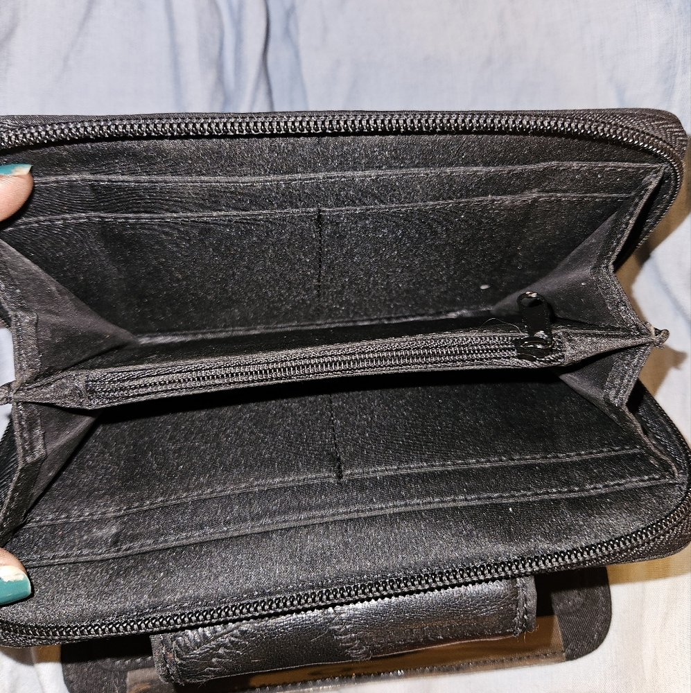 Vintage Black, Patchwork Leather Wallet - image 8